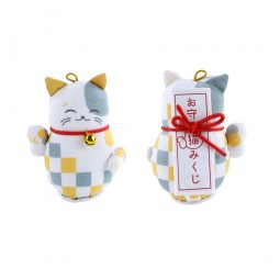 Glücksbringer Manekineko mit Orakel Omikuji Ichimatsu