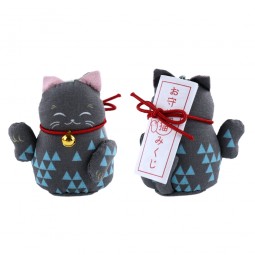 Glücksbringer Manekineko mit Orakel Omikuji Uroko